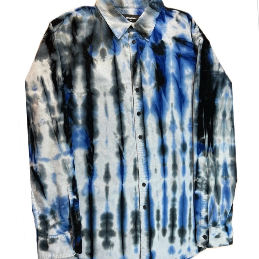 DSQUARED2 Tie-Dye Blue, White and Black Men's Shirt Size XL price $250